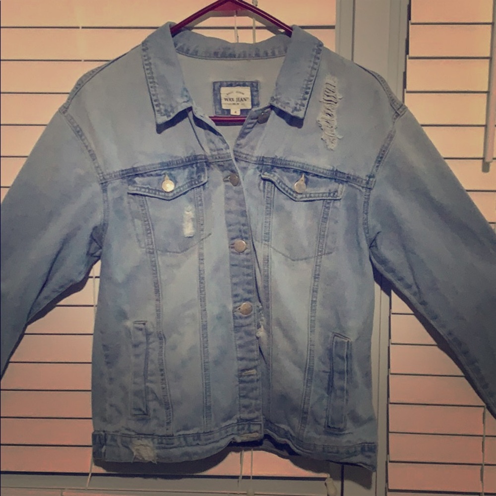 Ripped jean jacket.🙈